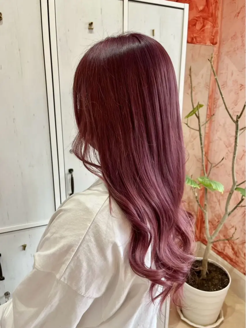 ロング カラー ピンクカラー ローズカラー ヘアカラー 🩶透明感･艶カラー 🩶ひいな🩶のヘアスタイル