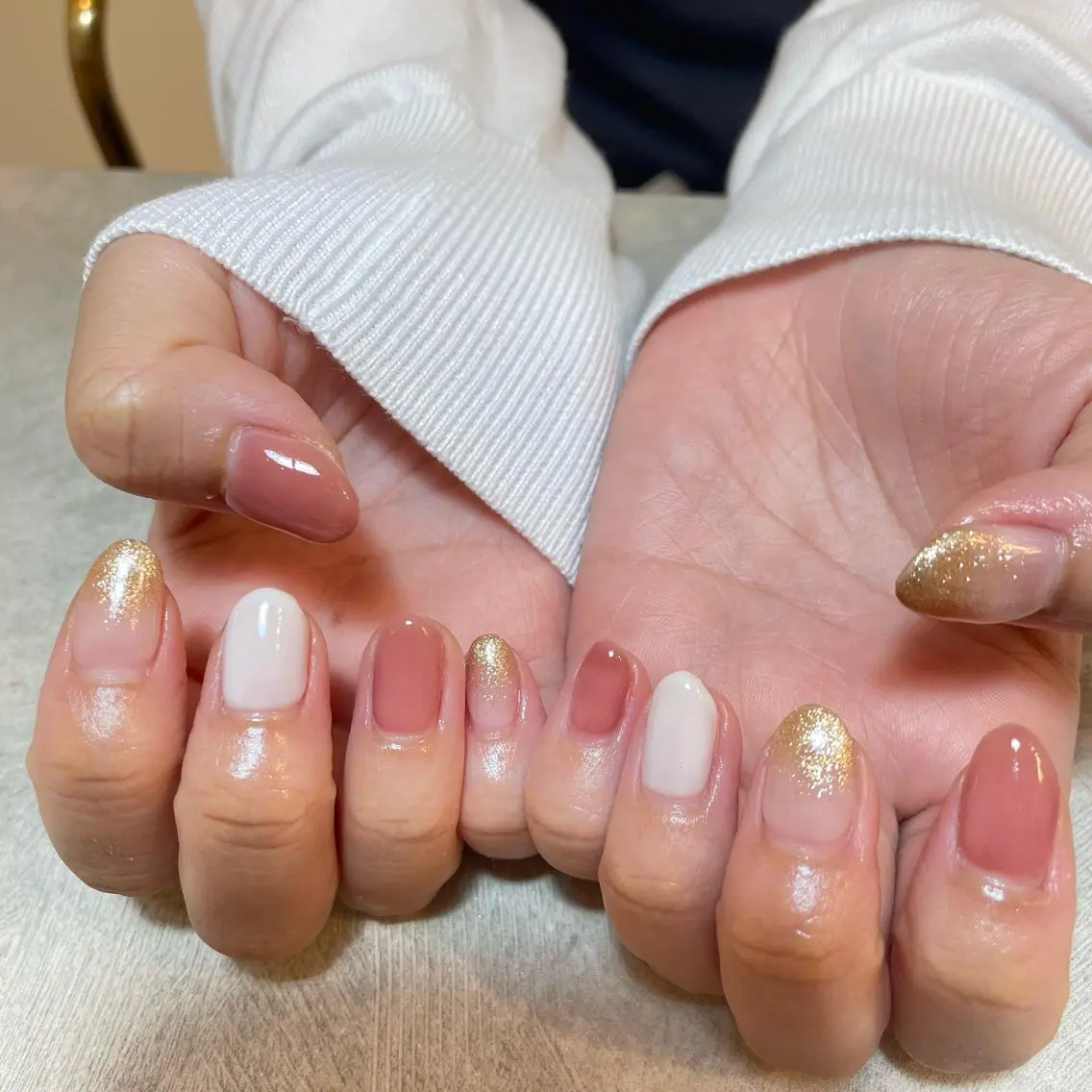 ネイル グラデーション ラメ(グリッター) ラメグラデーション ワンカラーネイル ハンドネイル bylaki_ haruka(K)のネイルデザイン