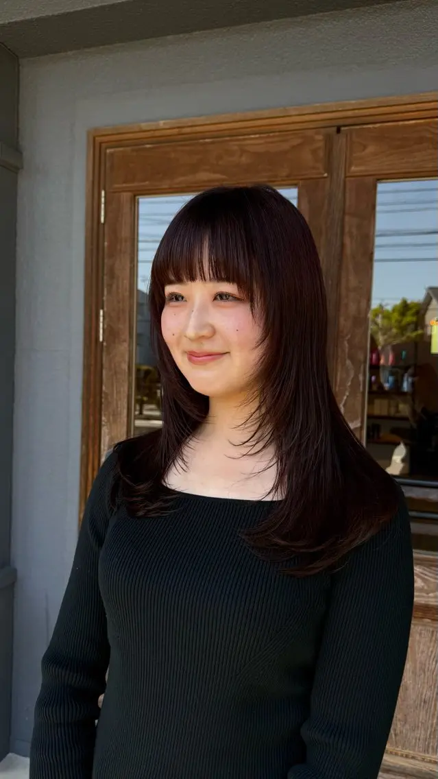 ロング カラー ピンクカラー レイヤーカット 似合わせカット カット ヘアカラー 暖色カラー/髪質改善 /レイヤーカット/翠のヘアスタイル