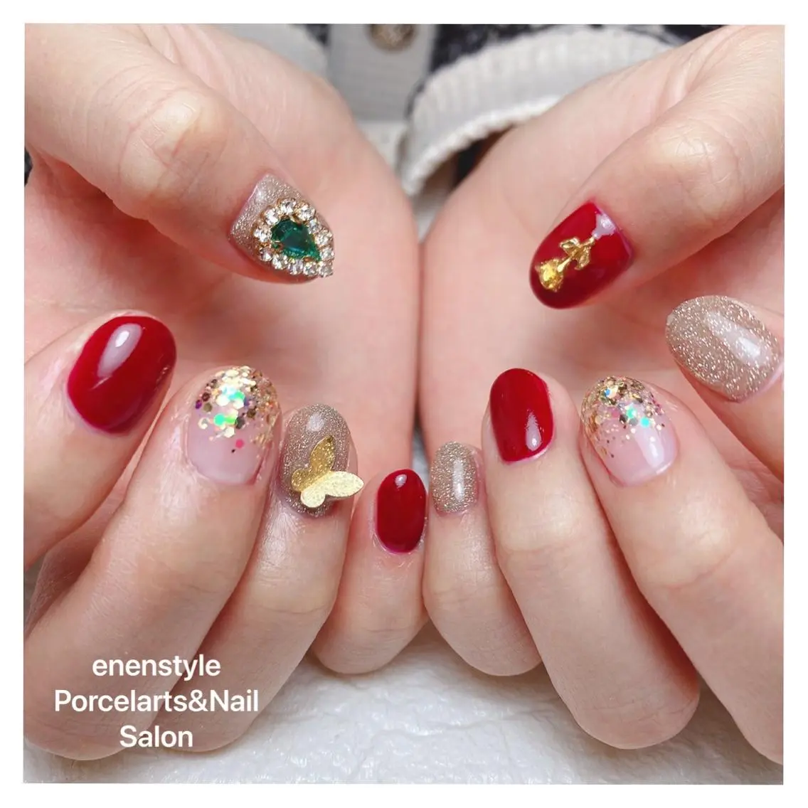 ミディアム ネイル 🐾enen style 🐾のネイルデザイン