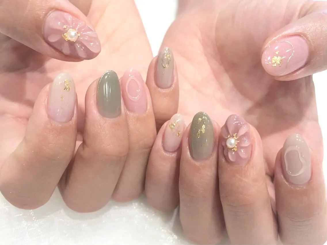 【ミニモ特別割】オフ込ぷっくり!🌼ニュアンスデザイン持ち込みネイル❤︎(ご利用は3回まで)の写真