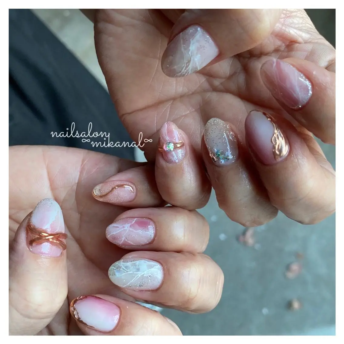 ネイル 大理石ネイル(マーブル) ハンドネイル nailsalon ∞ ﾐｶﾅﾙ ∞のネイルデザイン