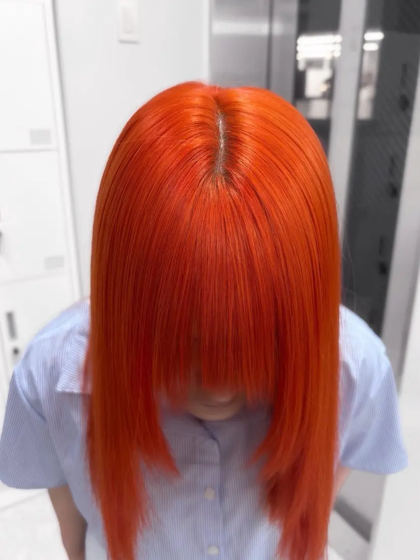カラー ブリーチ ハイトーンカラー オレンジ ヘアカラー 艶カラー💞 amiのヘアスタイル