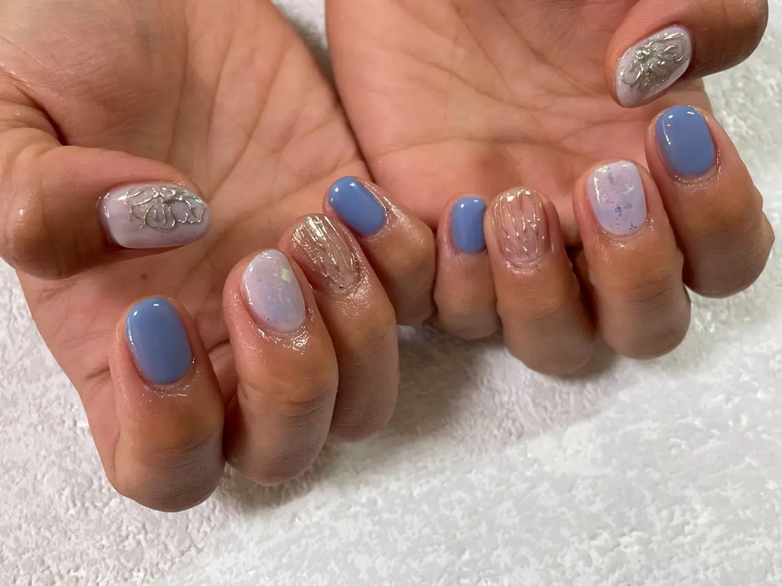 ネイル オーロラネイル フットネイル フレンチネイル ジェルネイル 韓国ネイル ハンドネイル kiki nail &brow二子玉川のネイルデザイン