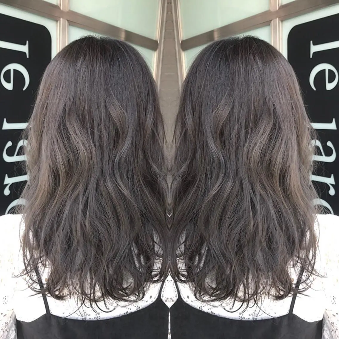 セミロング カラー グレージュ イルミナカラー 青木 茂樹⭐️ 透明感カラーのヘアスタイル