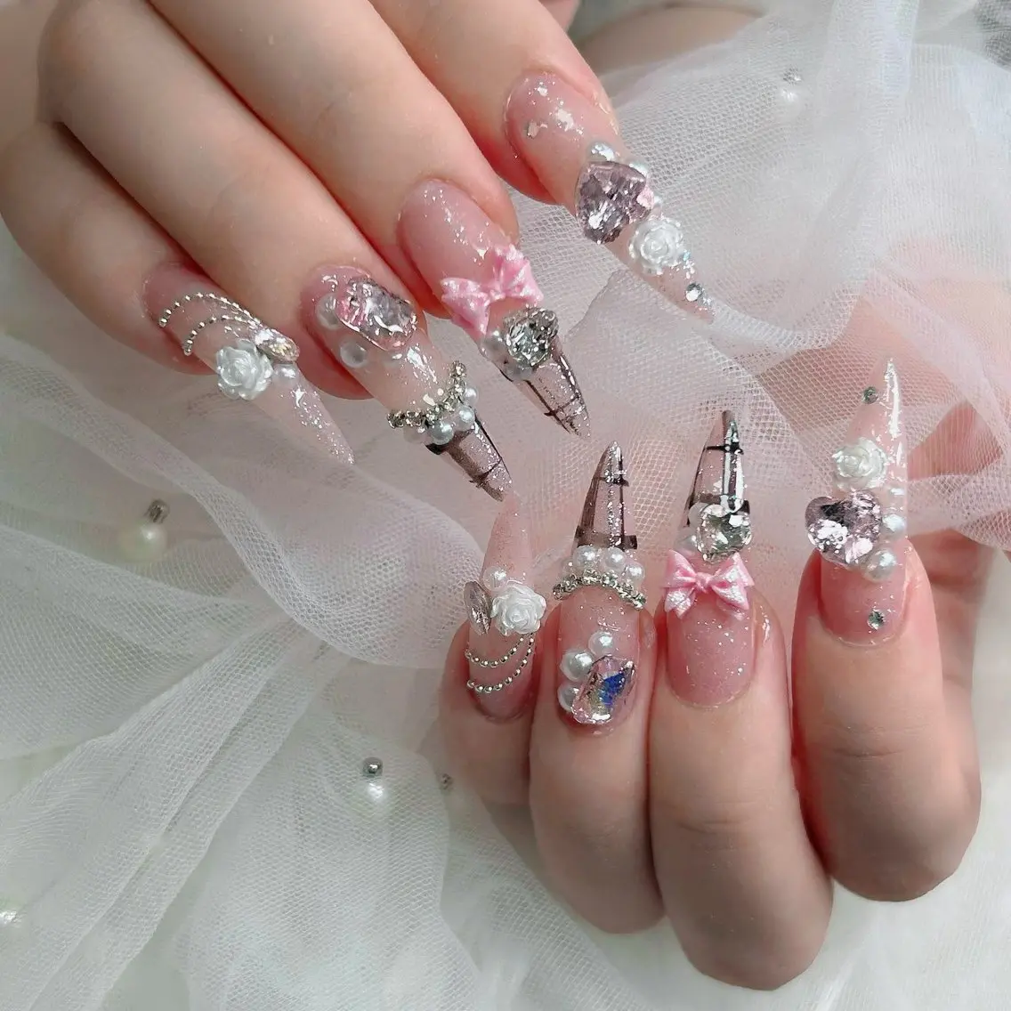 ネイル フットネイル フレンチネイル グラデーション 韓国ネイル ロングネイル ハンドネイル Hani Nail Salonのネイルデザイン