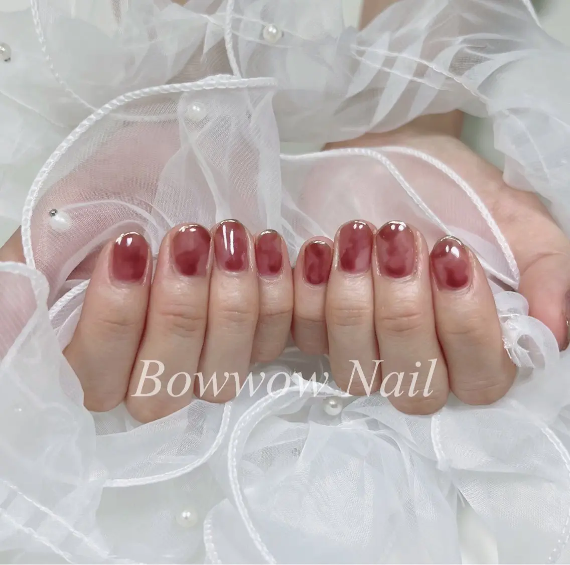 ネイル フレンチネイル ミラーネイル ニュアンスネイル Bow wow Nail さや🧸のネイルデザイン