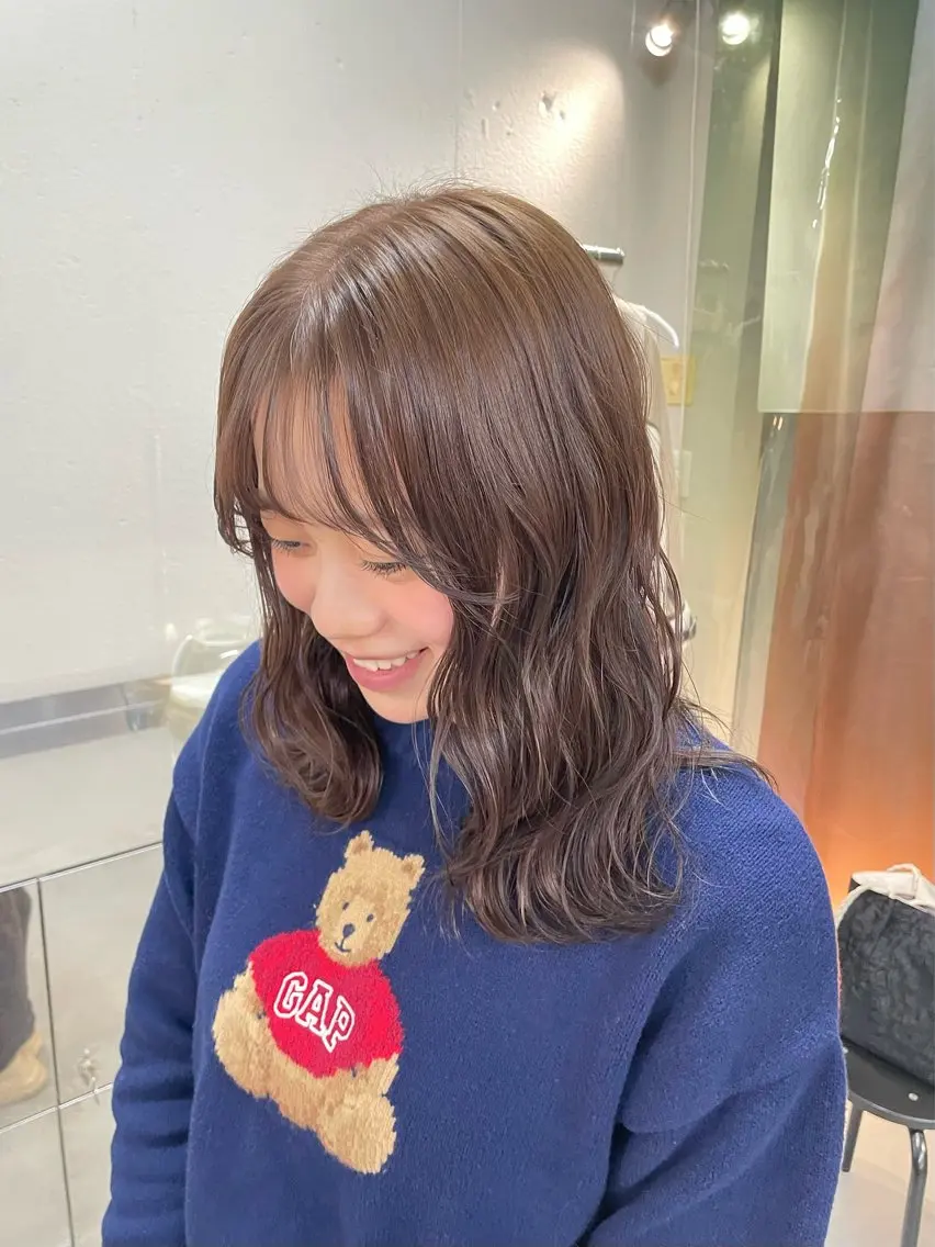 ミディアム カラー ベージュカラー ブリーチ ブリーチなしカラー デザインカラー💖/ ヘアセット/manaのヘアスタイル