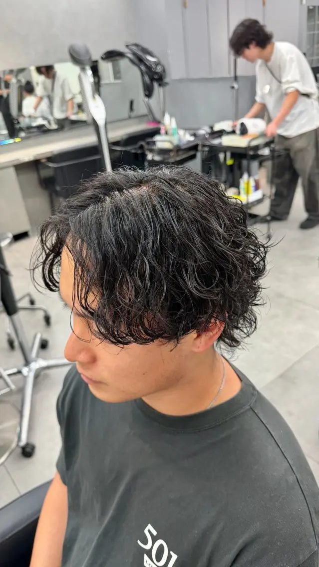 パーマ メンズ メンズパーマ 波巻きパーマ カット パーマ 🌀メンズパーマ/ ウルフ/しょうた🌀のヘアスタイル