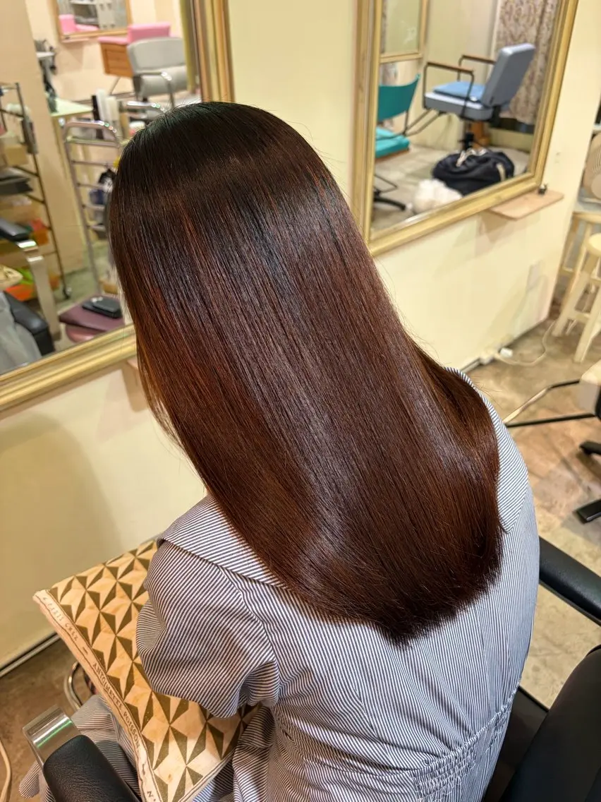 ロング 縮毛矯正 恵比寿 Yuki 地毛風カラー🌱のヘアスタイル