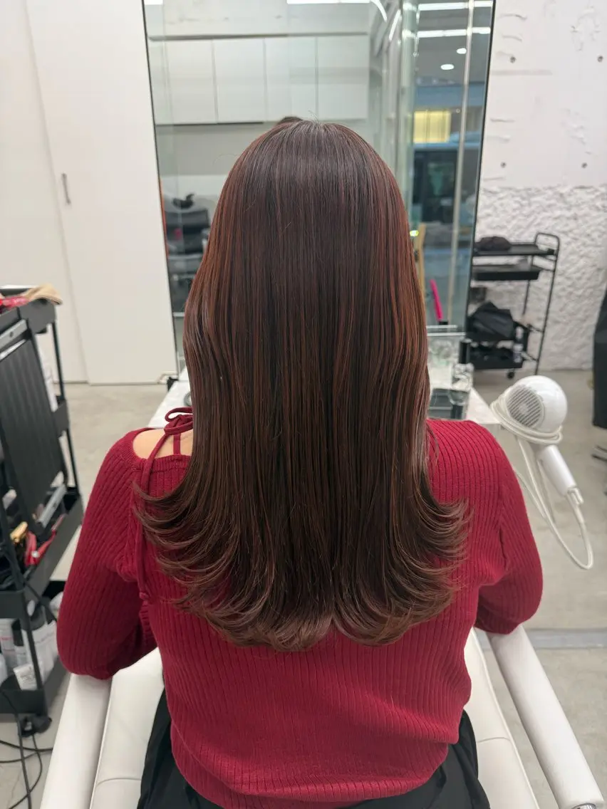 セミロング カット トリートメント 髪質改善×ブリーチ なしカラー/桃愛のヘアスタイル