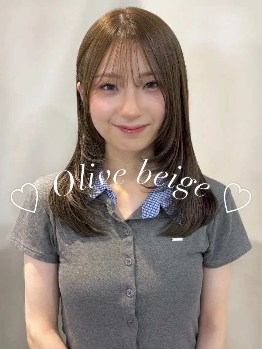セミロング カラー ベージュカラー オリーブベージュ ヘアカラー トリートメント 名駅/sHiHo/透 明感カラー✨🎀/のヘアスタイル