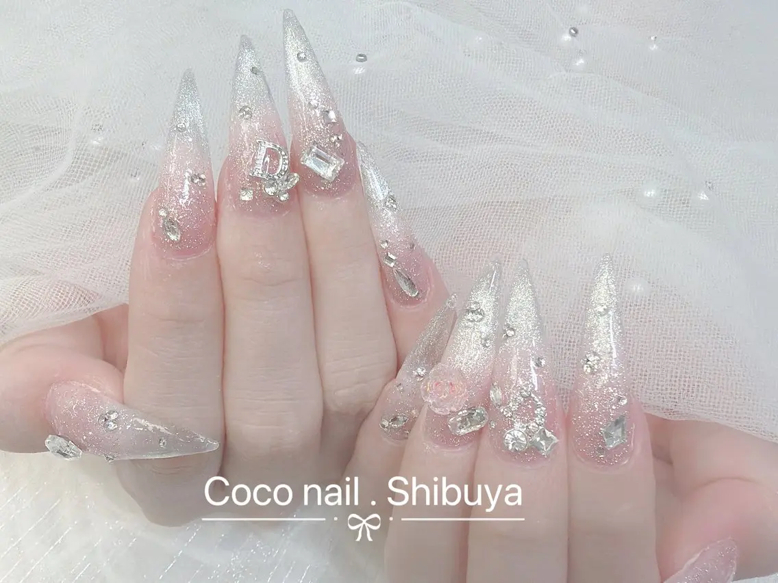 ロング カラー ピンクカラー ロング ハンドネイル CoCo Nail 長さ出し専門店のネイルデザイン