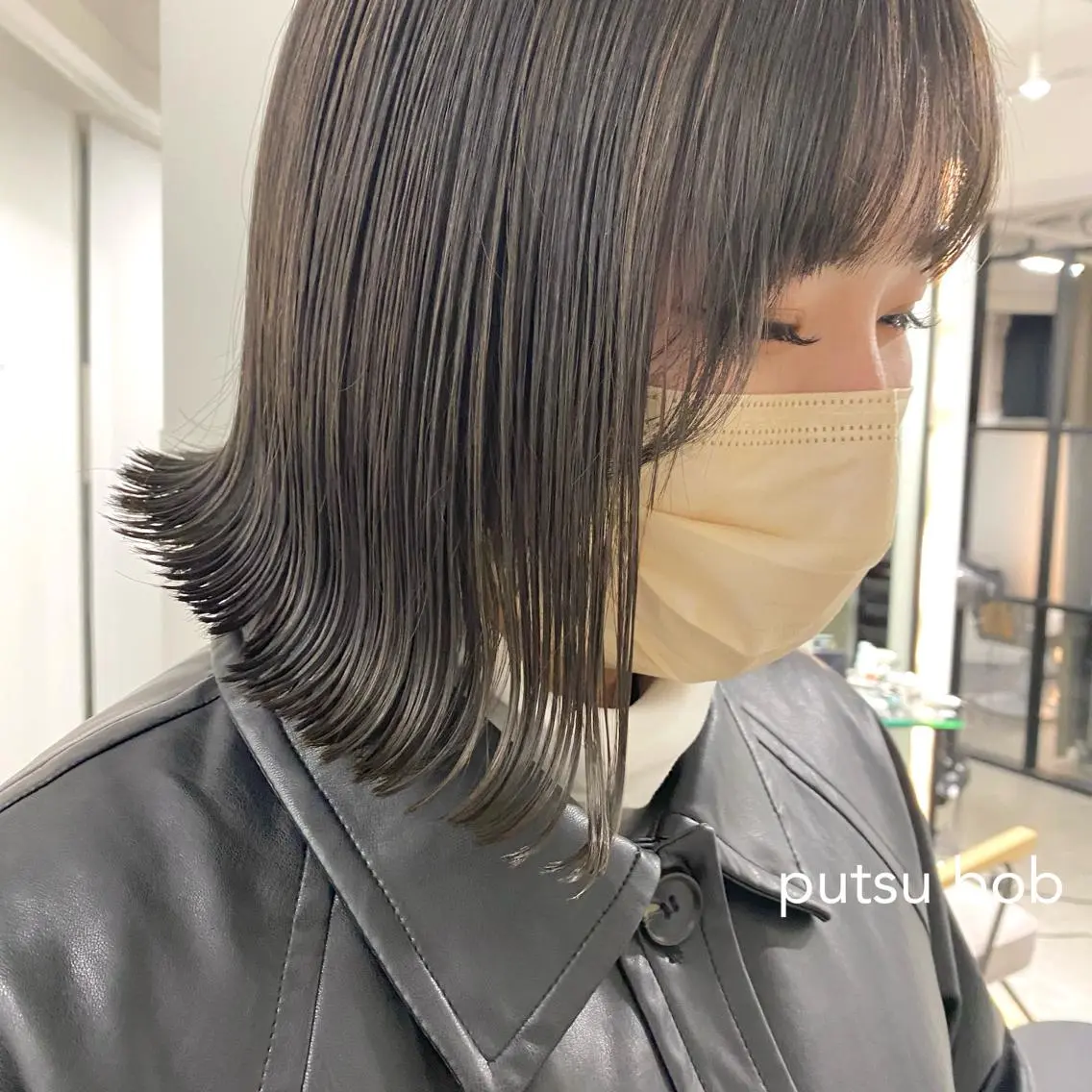 ミディアム 縮毛矯正ボブ&顔まわ レイヤー♡TOMOEのヘアスタイル