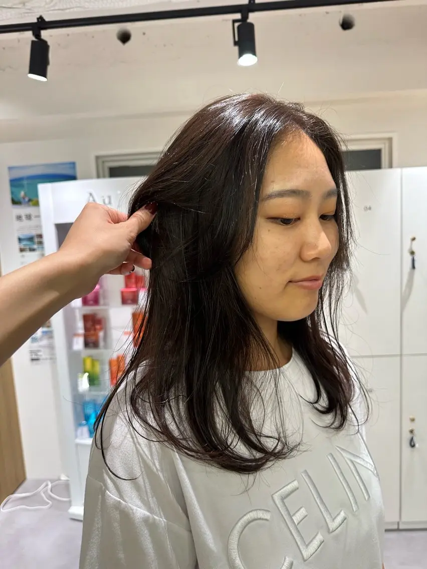 カラー オレンジ 切りっぱなし/髪質 改善矯正/さやか🫧のヘアスタイル