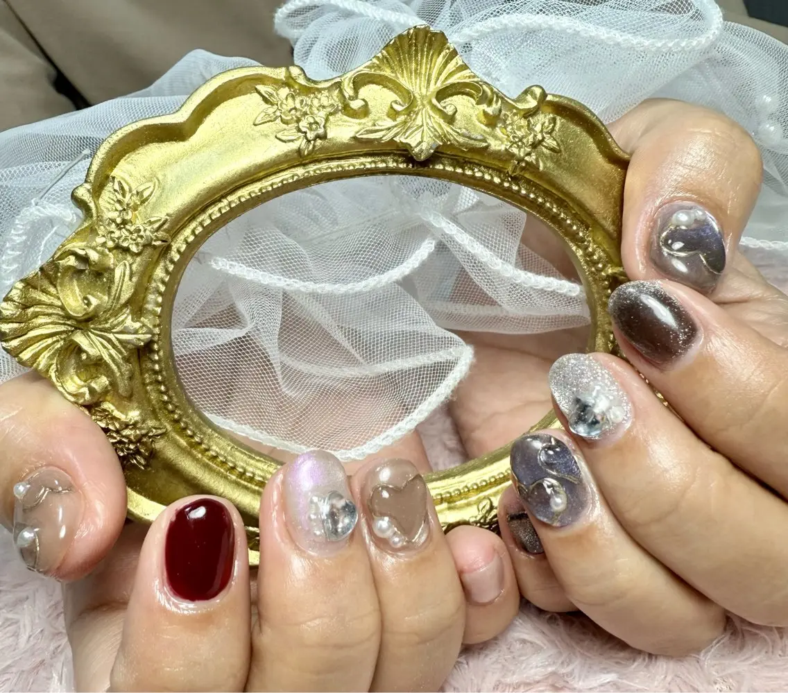 ネイル アートネイル チークネイル フラッシュネイル フラッシュマグ フレンチネイル Mai’s nailのネイルデザイン