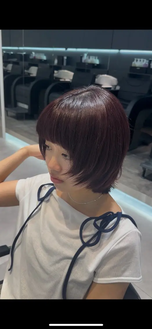 ショート カラー ボルドーカラー ヘアカラー 似合わせパーマ🔥 河浪 大智のヘアスタイル