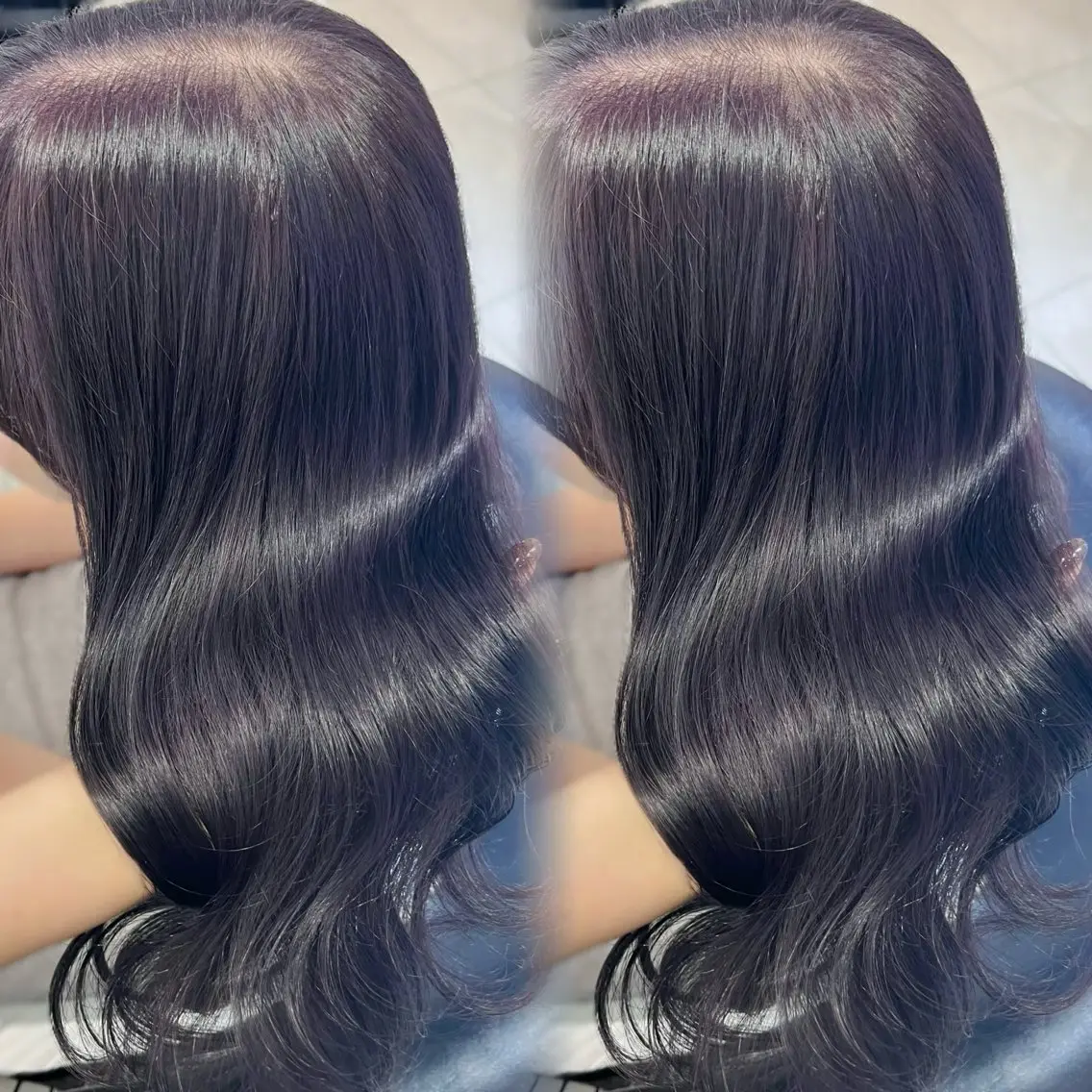 セミロング カラー グレージュ ラベンダーカラー ラベンダーグレージュ ラベンダーグレー 韓国レイヤー×モテ髪 /MITSUKI🤍のヘアスタイル