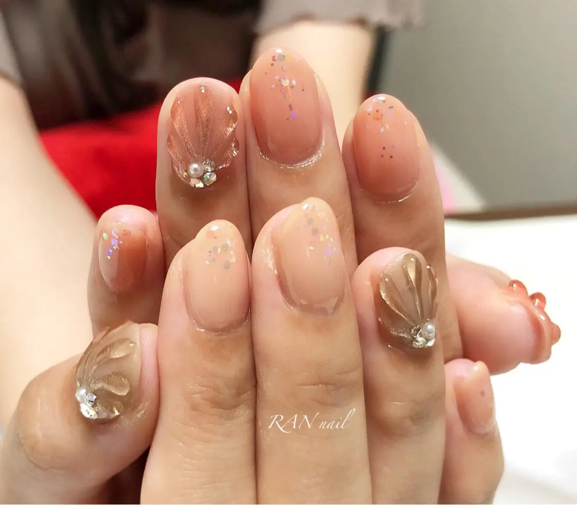 ネイル フットネイル キラキラネイル 大理石ネイル(マーブル) オフィスネイル ピンク ハンドネイル フットネイル RAN nailのネイルデザイン