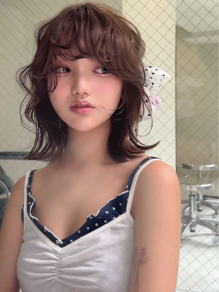 ショート カラー ブラウンカラー 伸ばしかけ カット 小顔ボブ jilblanカホのヘアスタイル