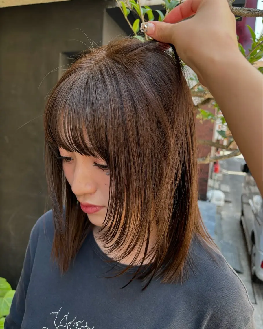 ミディアム カラー カット ヘアカラー トリートメント sakura🌸 レイヤー/韓国ヘアのヘアスタイル