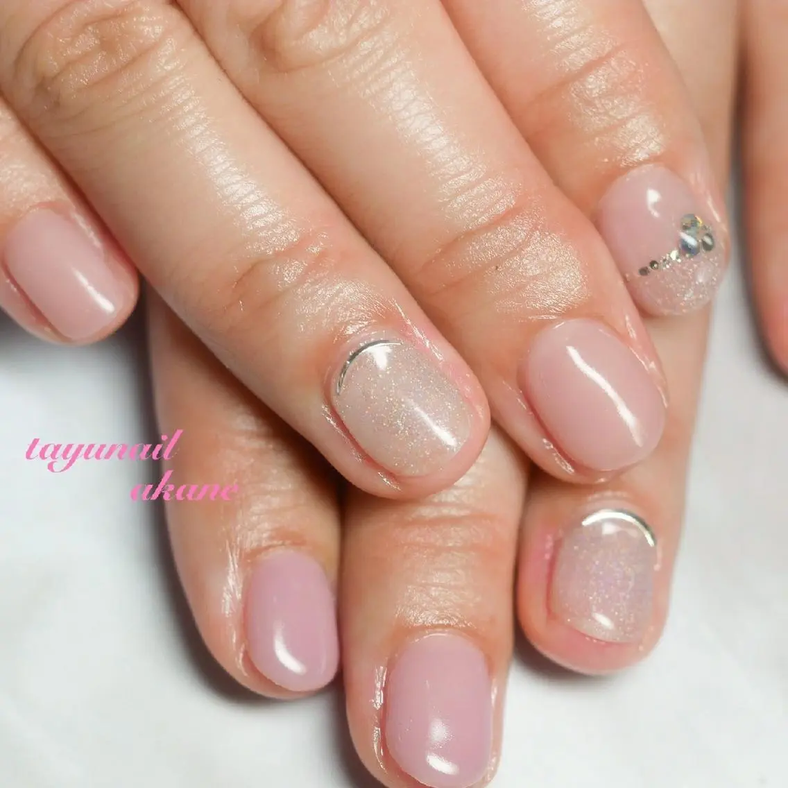 ネイル アートネイル ブルー ジェルネイル キラキラネイル パラジェル ネイルサロン 【たゆnail】のネイルデザイン