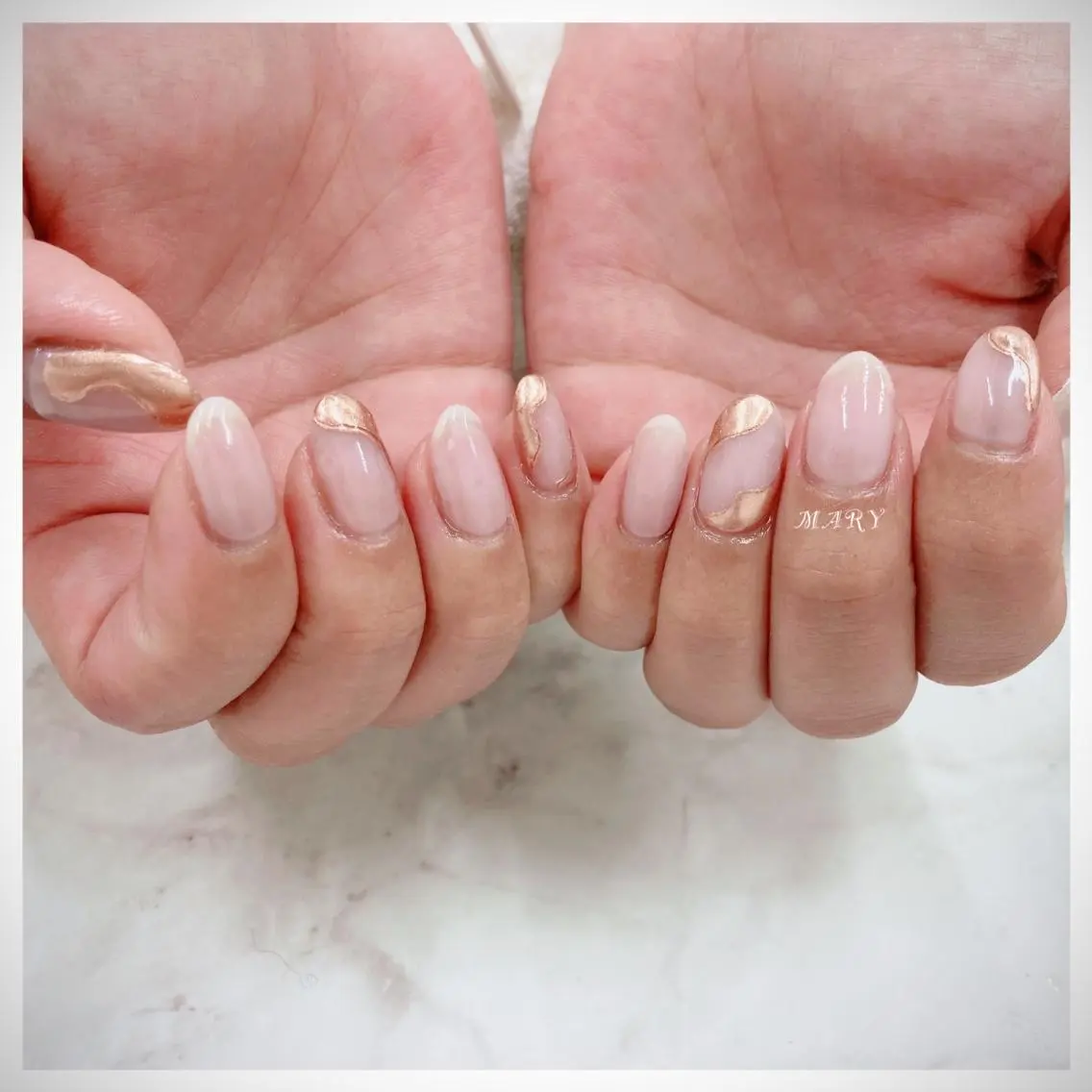 ネイル アートネイル クリアネイル ミラーネイル ニュアンスネイル ホワイト ハンドネイル Mary nail .narumiのネイルデザイン