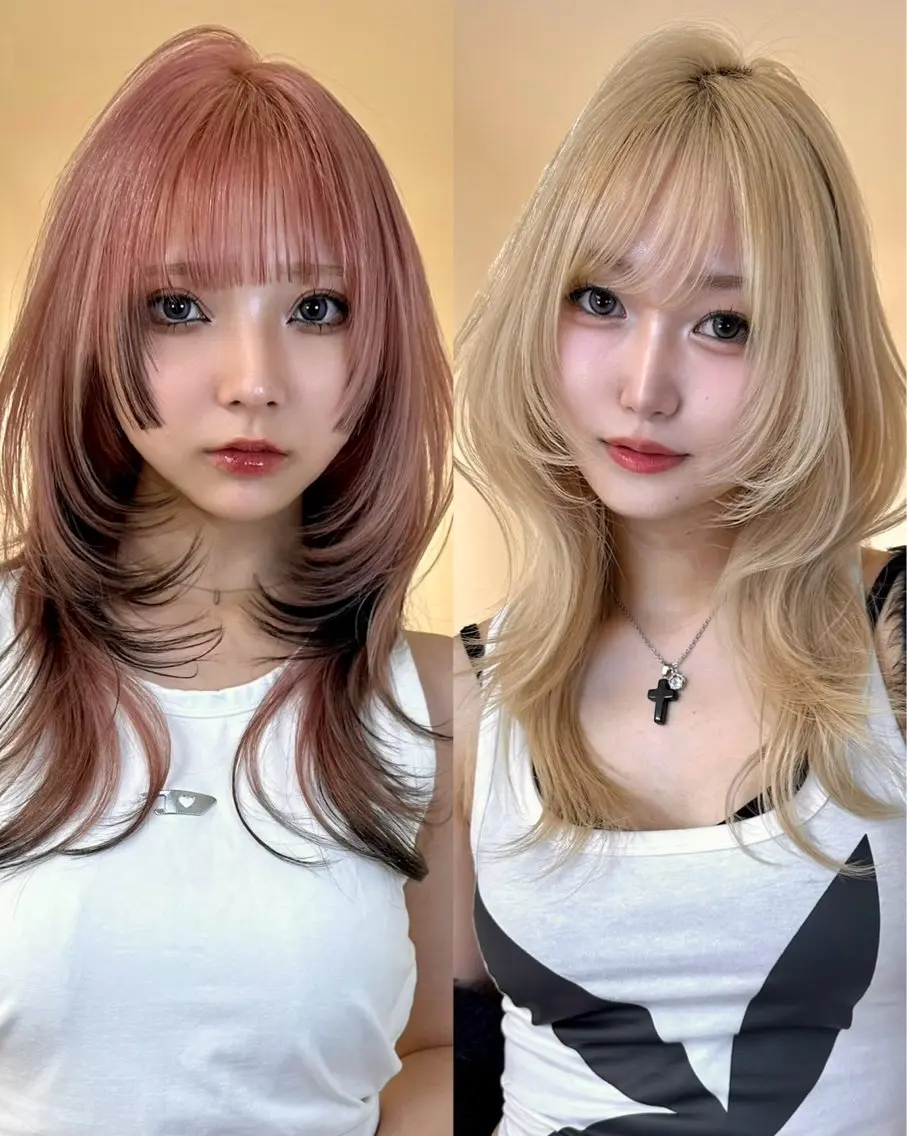 セミロング カラー ヘアカラー トリートメント はな ブリーチ ハイトーン/ 渋谷のヘアスタイル