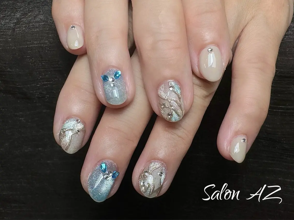 ネイル 持ち込み オフィスネイル スカルプネイル ハンドネイル salon AZ NANAのネイルデザイン
