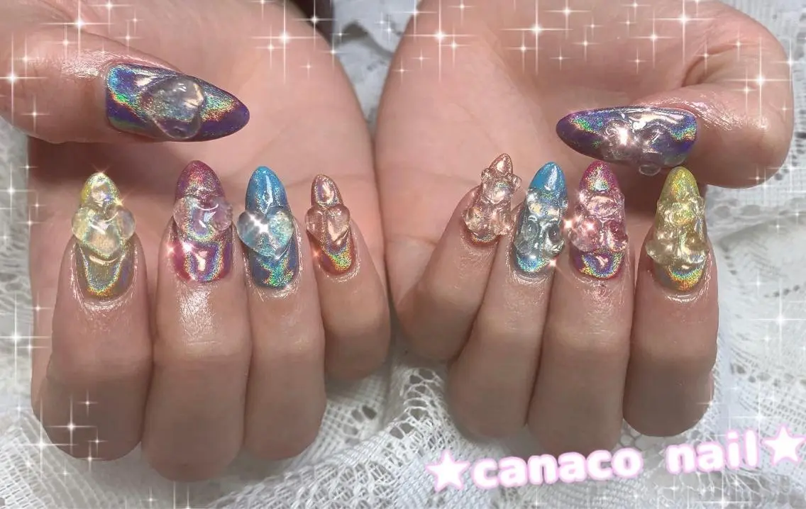 ネイル アートネイル ジェルネイル ハート パラジェル ぷっくりネイル ハンドネイル ハンドケア ベテランネイル cnc nailのネイルデザイン