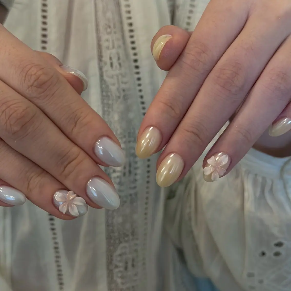 ネイル チークネイル フレンチネイル ジェルネイル ガーリー キラキラネイル ハンドネイル UM Nail Salonのネイルデザイン