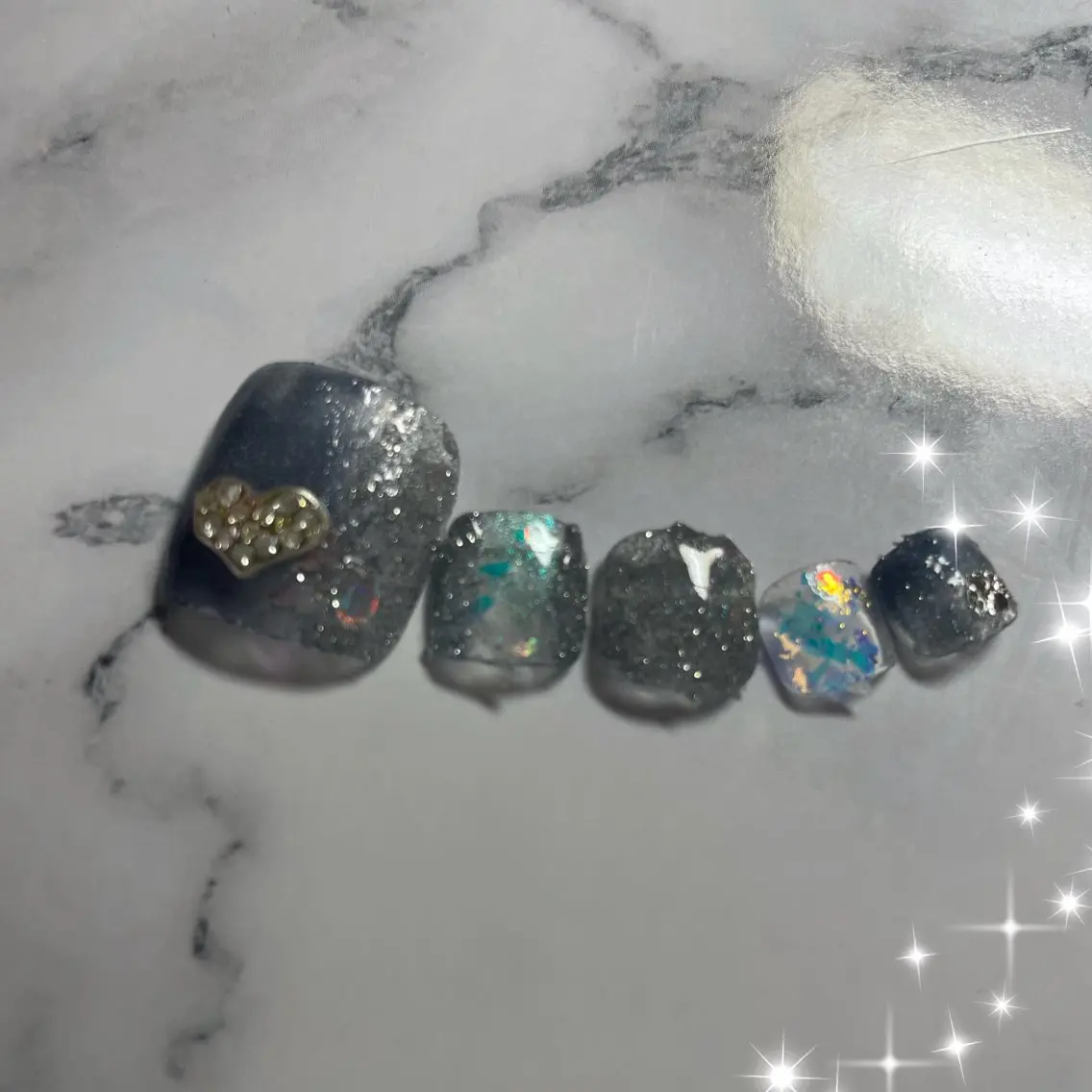 ネイル オーロラネイル フラッシュネイル フットネイル ハート マグネットネイル NAIL★M 真紀のネイルデザイン