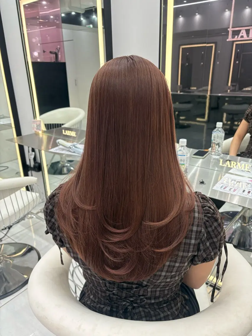ロング カラー カット ヘアカラー トリートメント 新宿/韓国ヘア 中明度カラー/かやのヘアスタイル