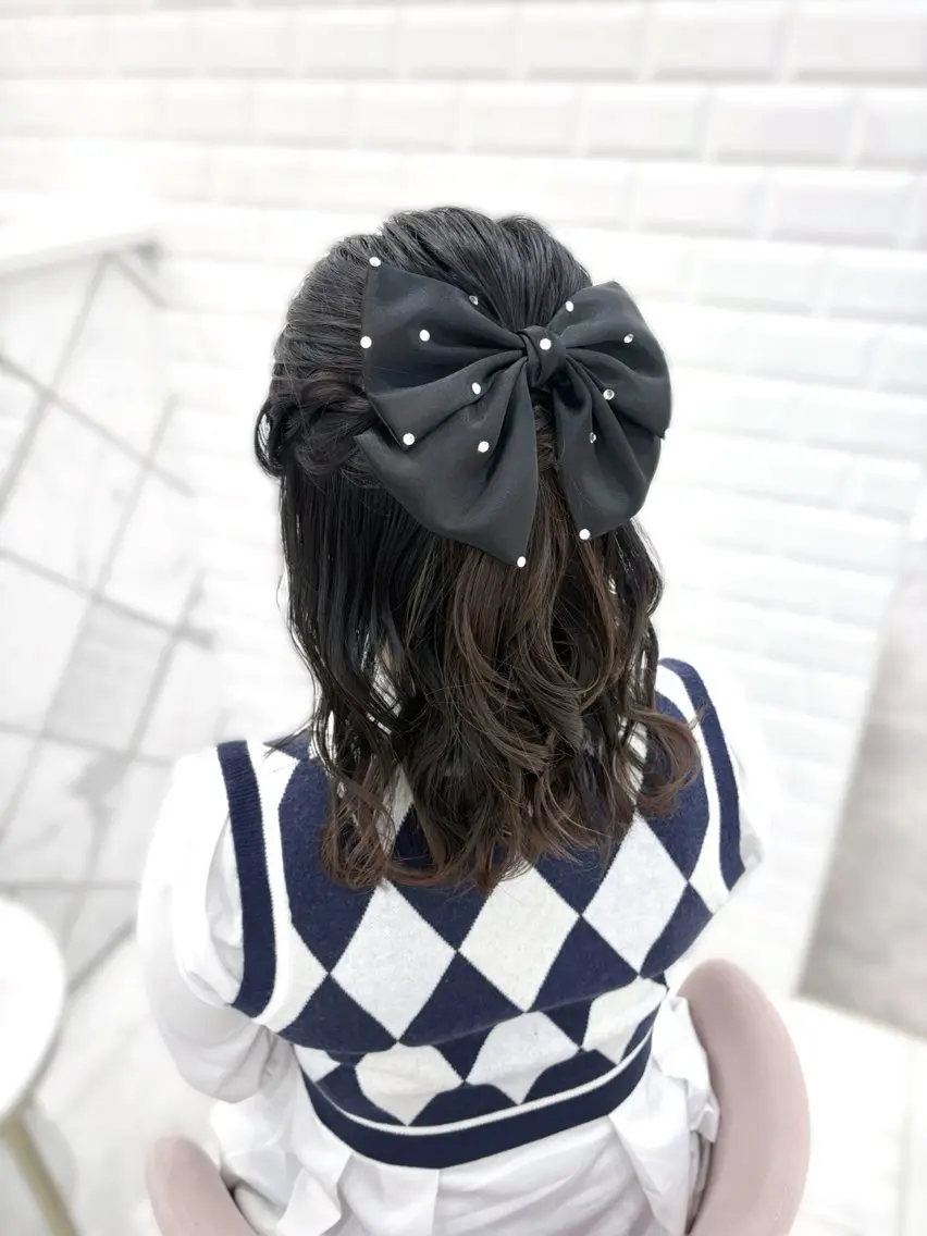 ミディアム ヘアアレンジ ハーフアップ ヘアセット ゆうひ🎀艶カラー/ ヘアメ/チョコカラーのヘアスタイル
