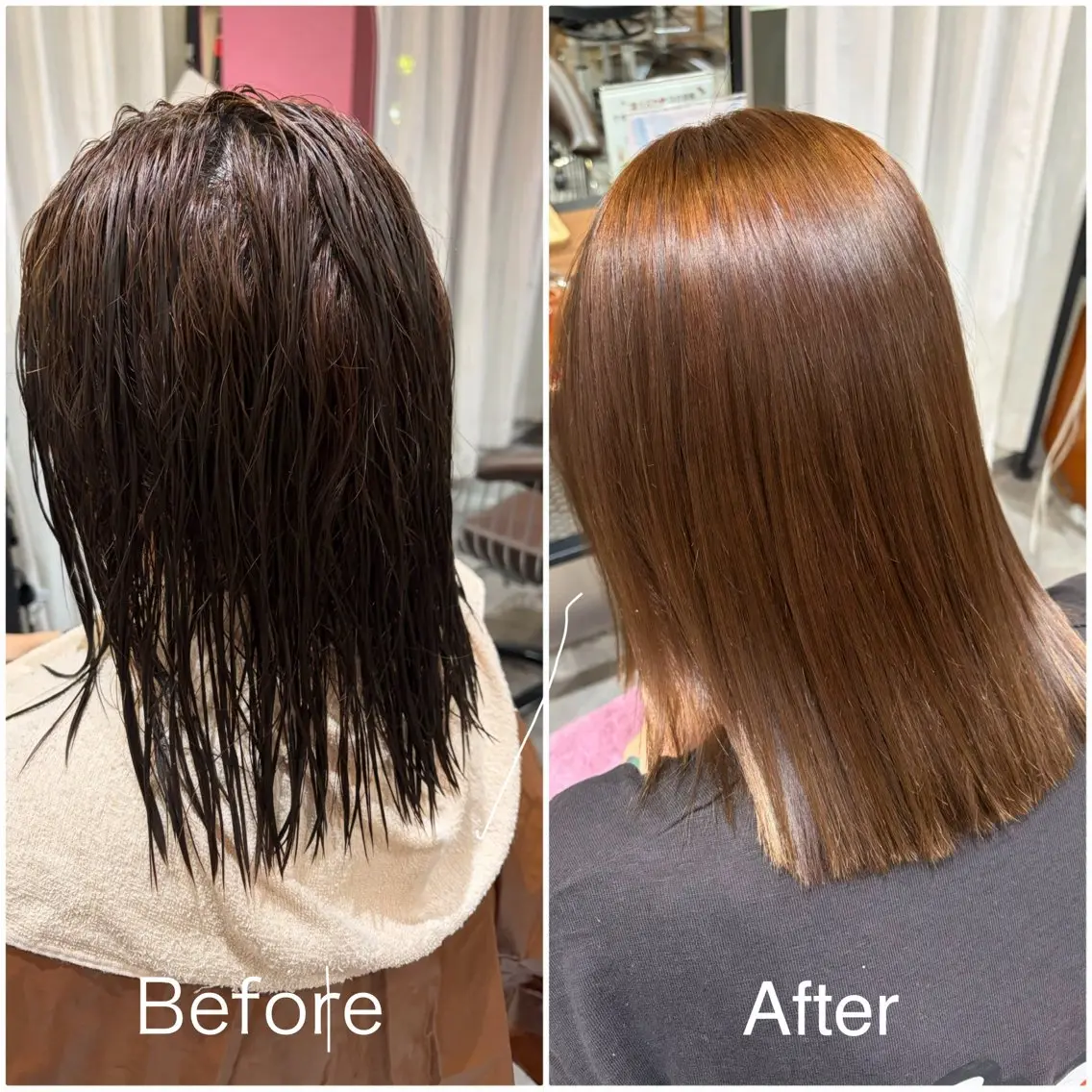 ミディアム 縮毛矯正 LaBless うえのあかねのヘアスタイル