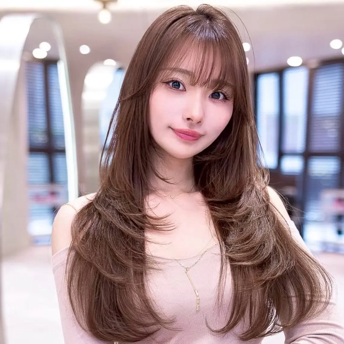 セミロング カラー ブラウンカラー 透明感カラー くびれヘア 顔まわりレイヤー 顔周りカット カット ヘアカラー トリートメント レイヤーカット特化 /YUITO/渋谷のヘアスタイル