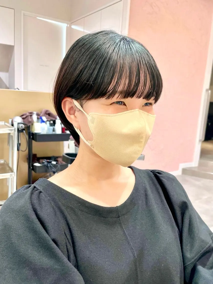 ショート カラー 切りっぱなしボブ ショートボブ ハンサムショート 丸みショート ハイライトカラー カット ヘアカラー ショート/ボブ/ 透明感カラー/ほのかのヘアスタイル