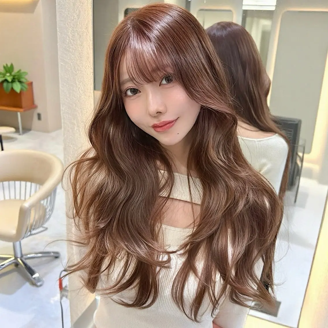 ロング 🩷似合わせカラー 💙小顔レイヤー田中のヘアスタイル