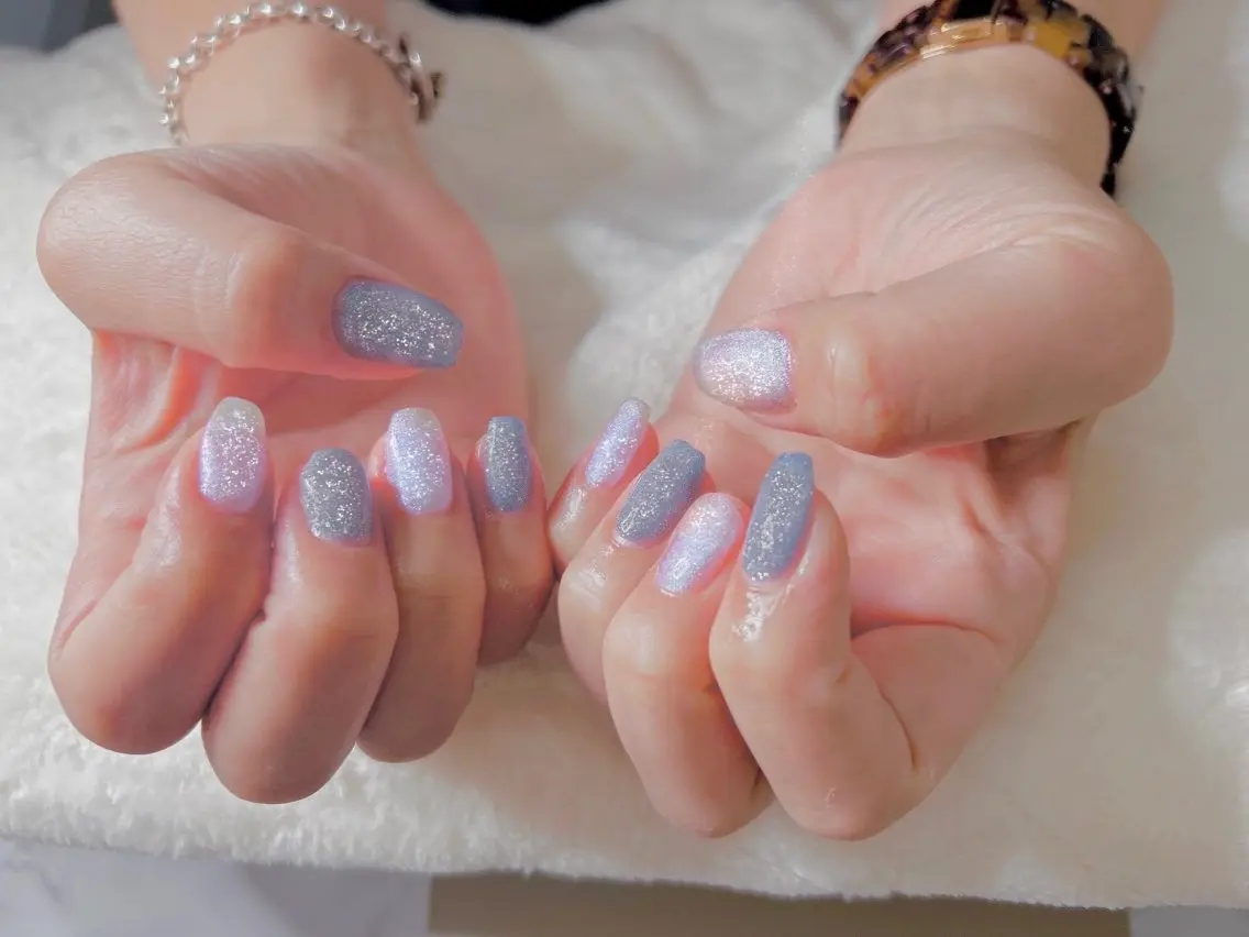 ネイル ブルー ラメ(グリッター) MYu Beauty Salon YURIのネイルデザイン