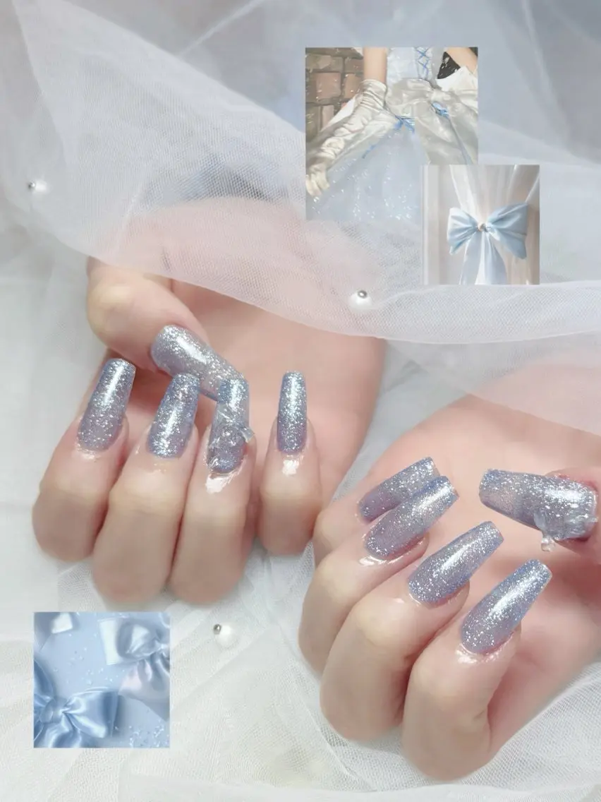 ネイル ブルー クリアネイル 韓国ネイル ラメ(グリッター) 水色 S. Hanaのネイルデザイン