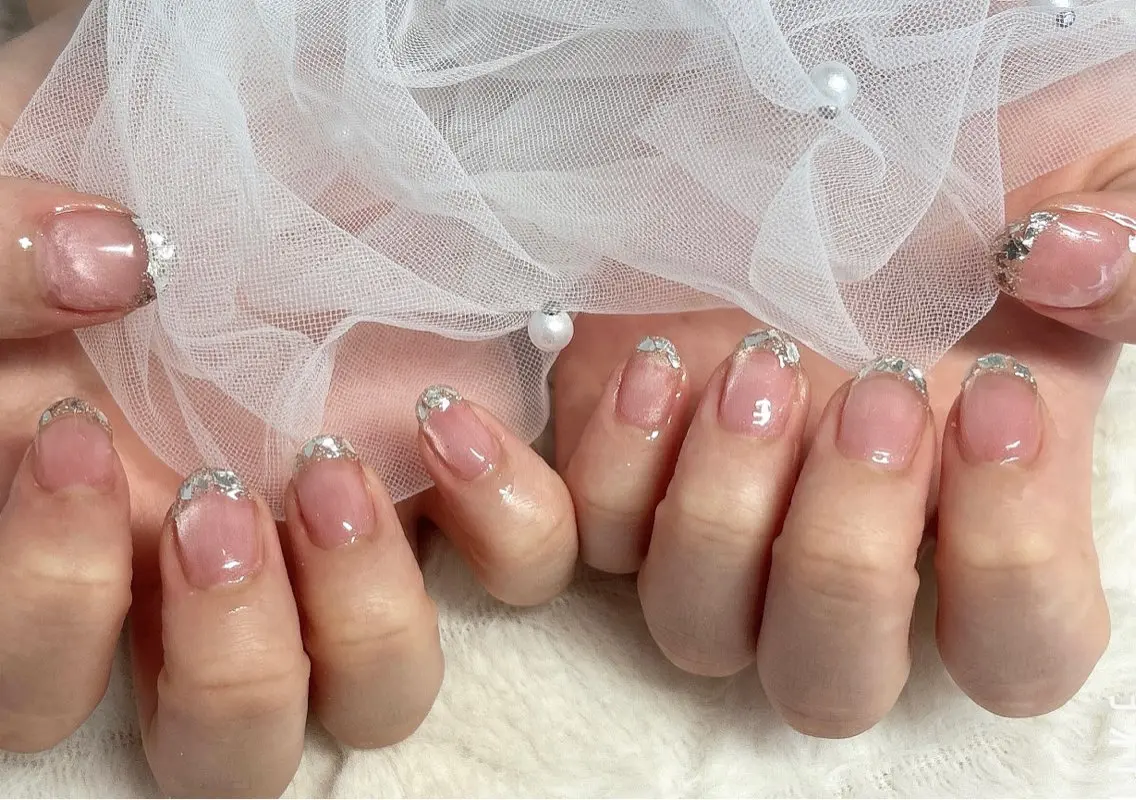 ネイル フレンチネイル ガラスフレンチ nail salon はるりのネイルデザイン