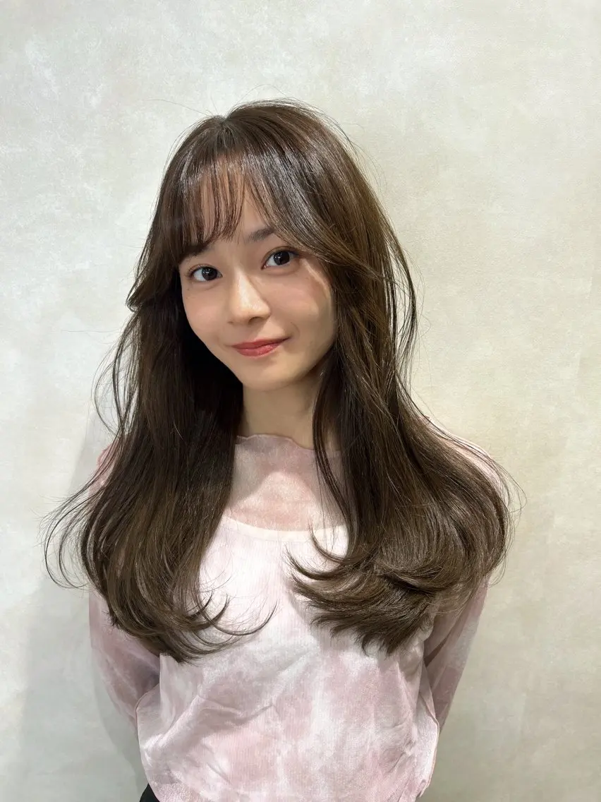 ロング カット ヘアカラー 縮毛矯正 木本晴香/髪質改善 /艶カラー透明感のヘアスタイル