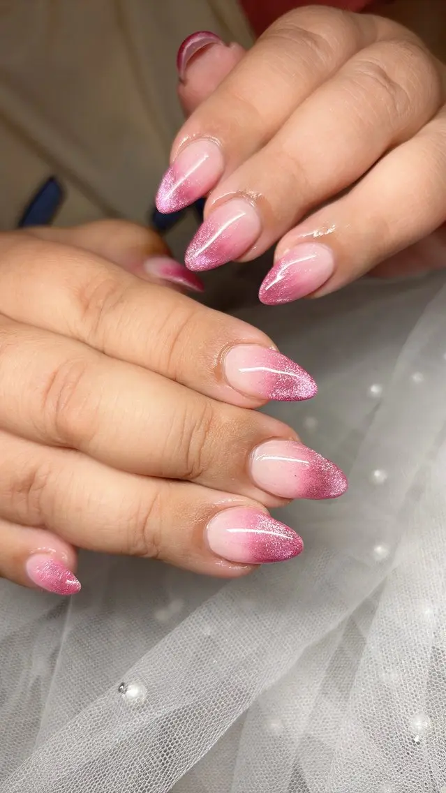 ネイル グラデーション マグネットネイル ピンク ハンドネイル happiness nailのネイルデザイン