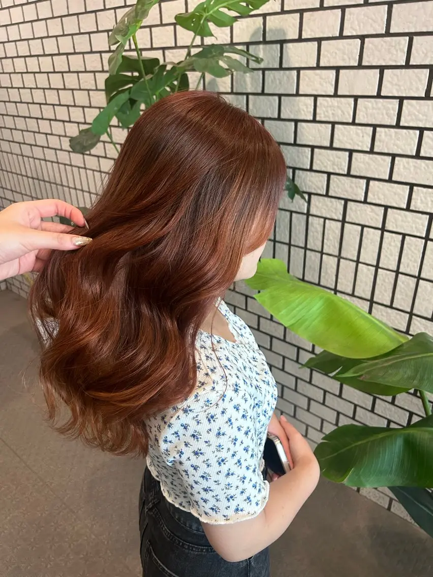 ロング カラー カット ヘアカラー トリートメント emi/髪質改善/ 韓国風/艶カラーのヘアスタイル