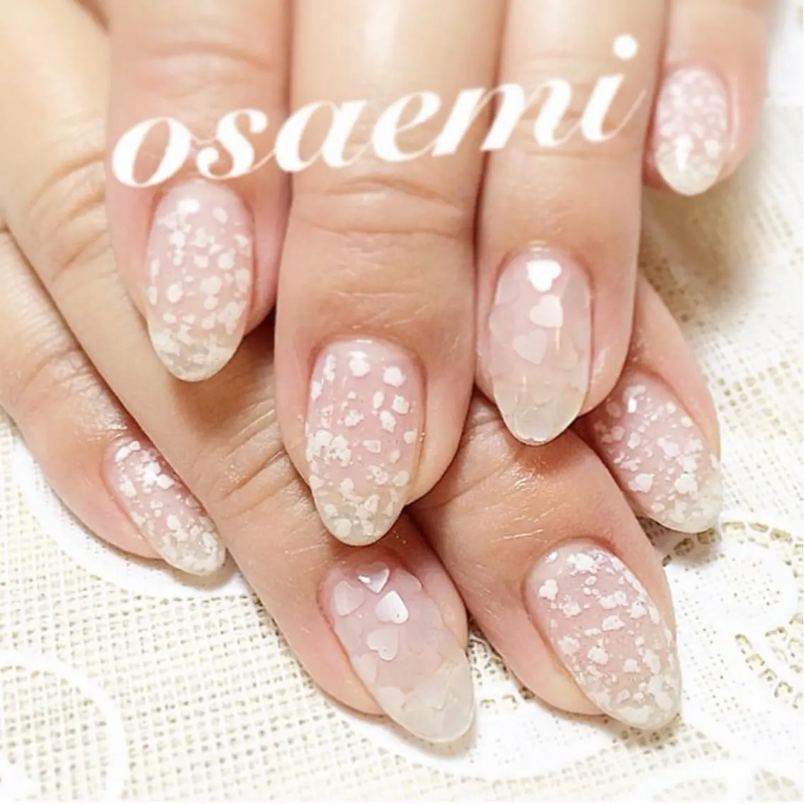 ネイル ハート 韓国ネイル 持ち込み ニュアンスネイル シンプルネイル ハンドネイル osa emiのネイルデザイン