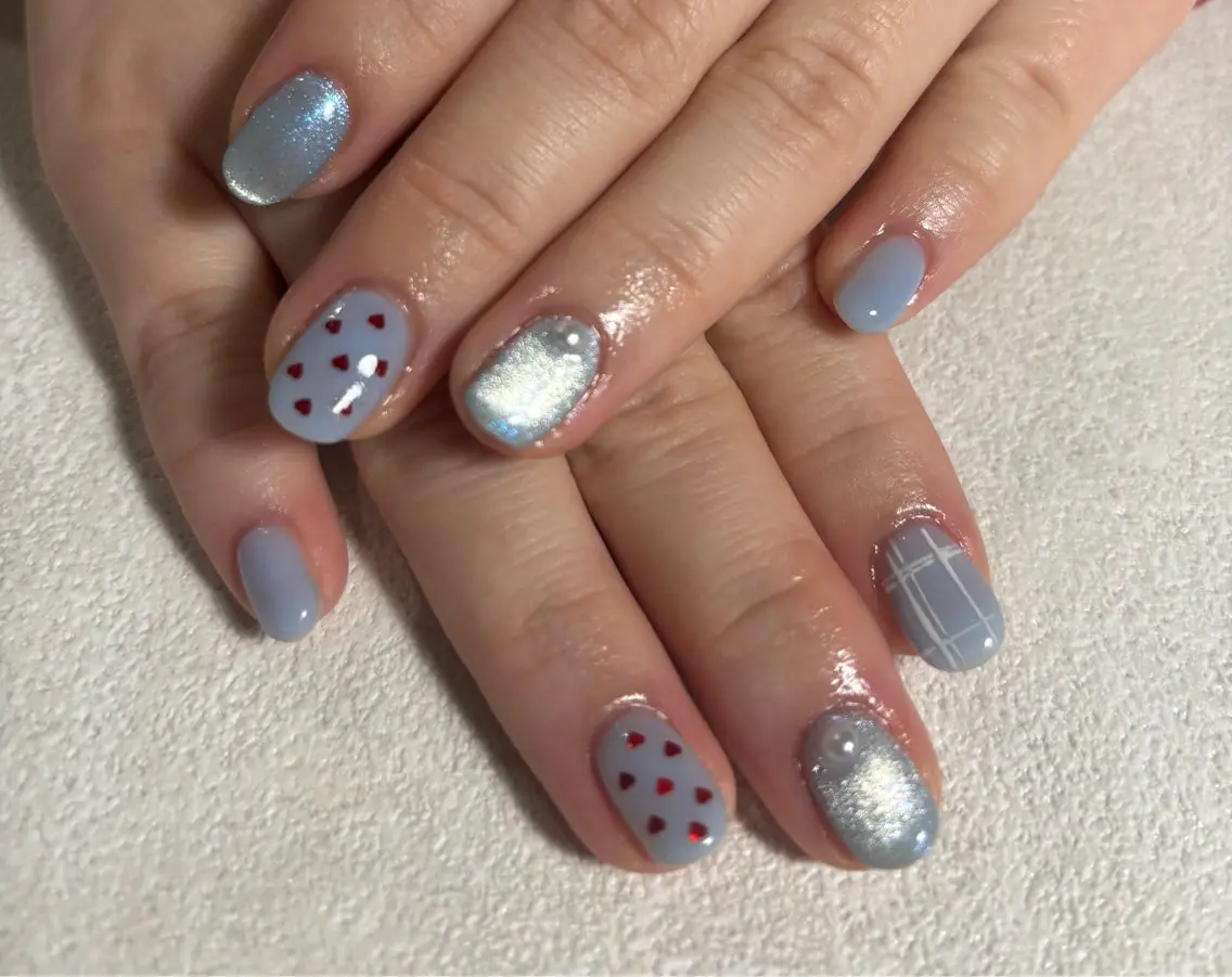 ネイル オーロラネイル フットネイル フレンチネイル ジェルネイル ハート ハンドネイル kiki nail たまプラーザのネイルデザイン