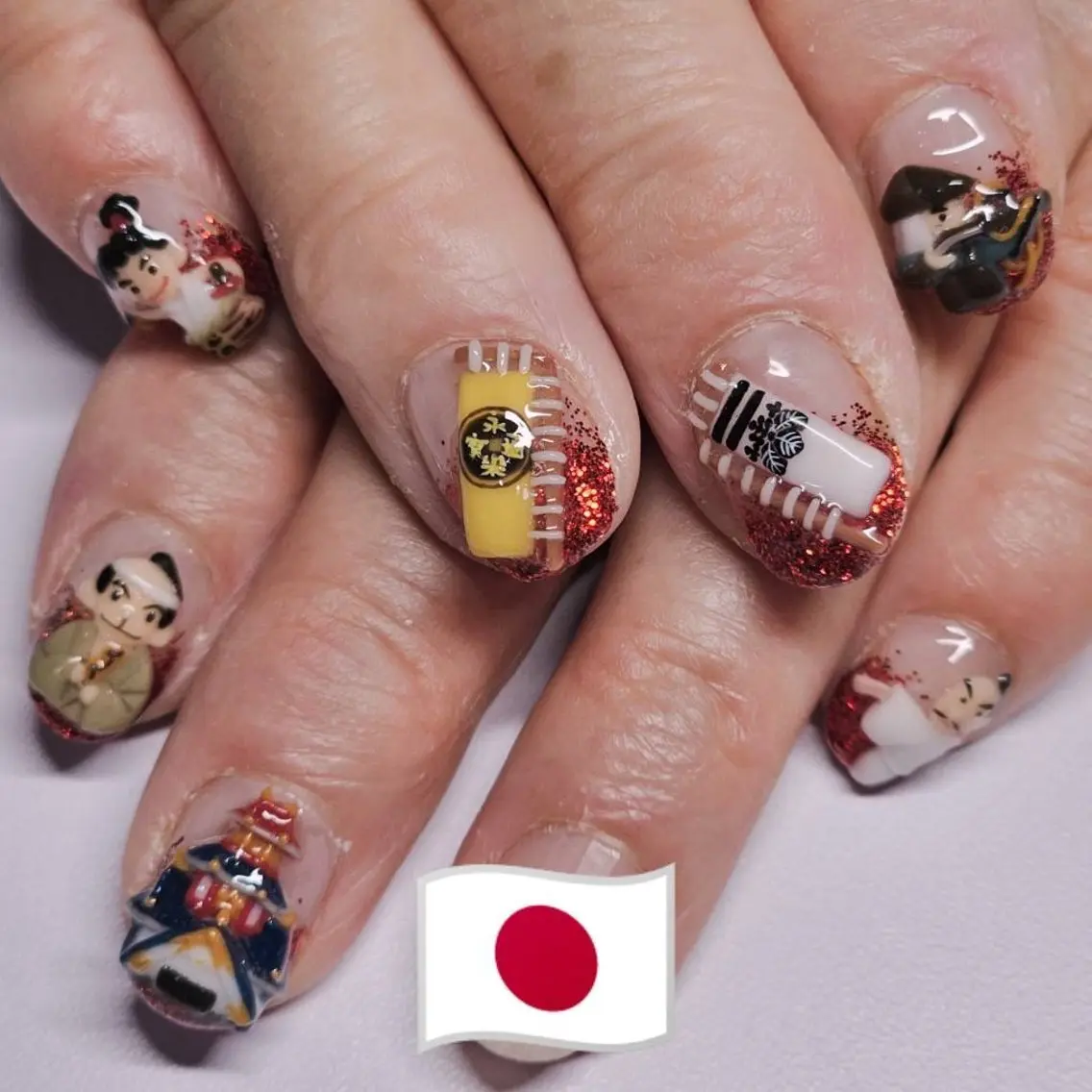 ネイル アートネイル グラデーション ラメ(グリッター) 赤色 ハンドネイル よしだ ひろきのネイルデザイン