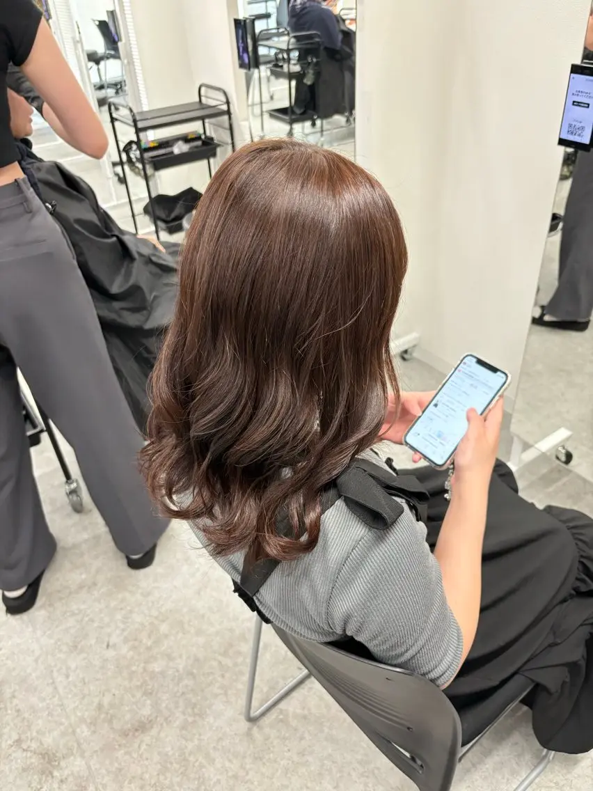 セミロング カラー カット ヘアカラー ヘッドスパ ヘアセット 🫧韓国風透明感 ヘア🫧towaのヘアスタイル