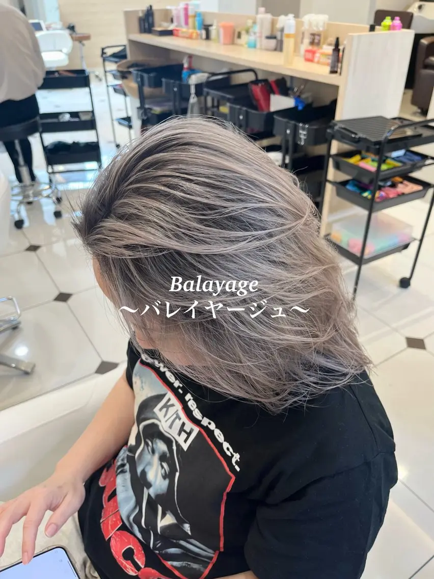 ロング カラー バレイヤージュ ブリーチ レイヤーカット ヘアカラー カラー職人 なかもと たつひろのヘアスタイル