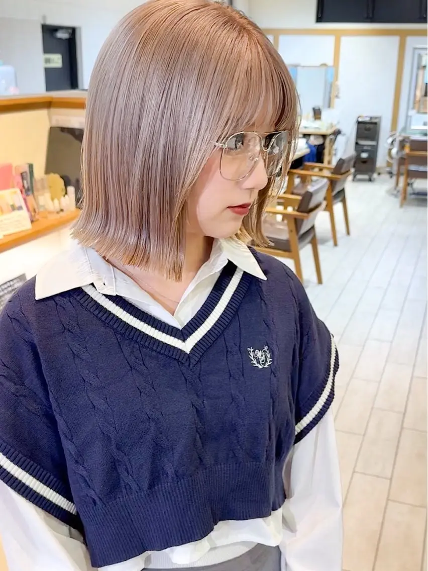 ショート カラー ハイトーンカラー ボブ カット ヘアカラー トリートメント 🍬kanami 🍬ボブ/暖色カラーのヘアスタイル